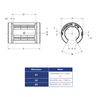 SPM50OPN THOMSON BALL BUSHING<BR>SPM SERIES 50MM OPEN LINEAR BEARING SELF ALIGNING 2810.1 LBF